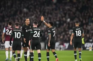 Liverpool goleó al West Ham en Londres y sigue imparable en la Premier