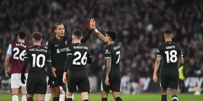 Liverpool goleó al West Ham en Londres y sigue imparable en la Premier