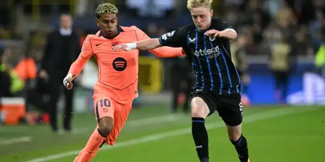 Brujas Barcelona Champions League 3-3 empate partido infarto Bélgica 2025